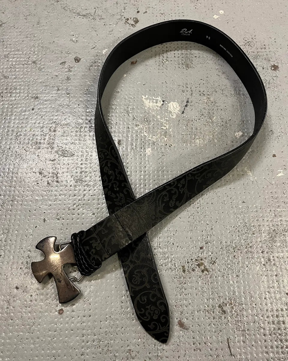 Daniele Alessandrini Black Leather Cross Buckle Belt WXrRogq 0