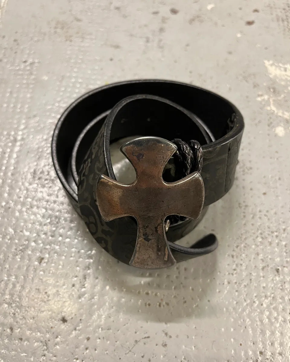 Daniele Alessandrini Black Leather Cross Buckle Belt WXrRogq 2