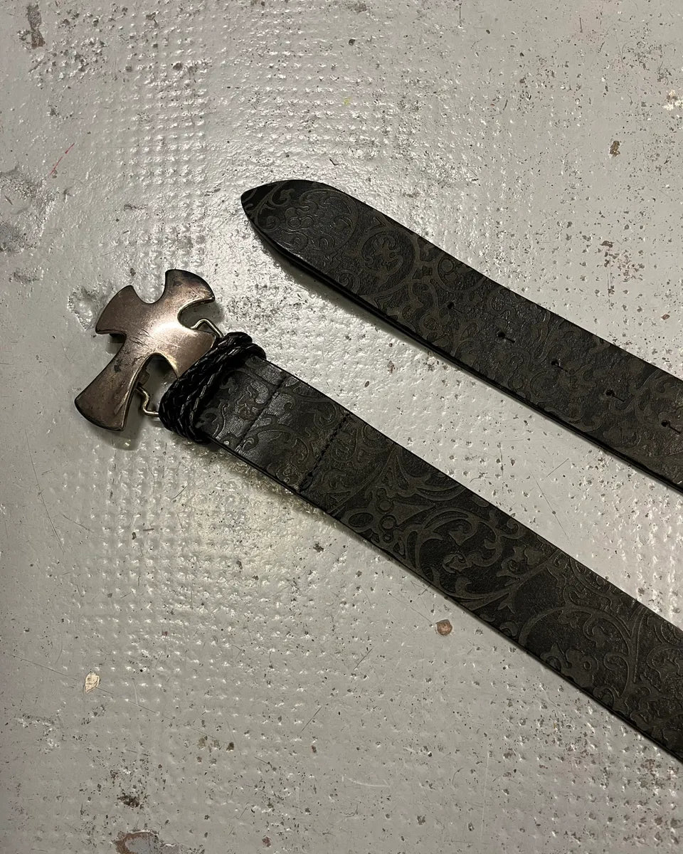 Daniele Alessandrini Black Leather Cross Buckle Belt WXrRogq 3