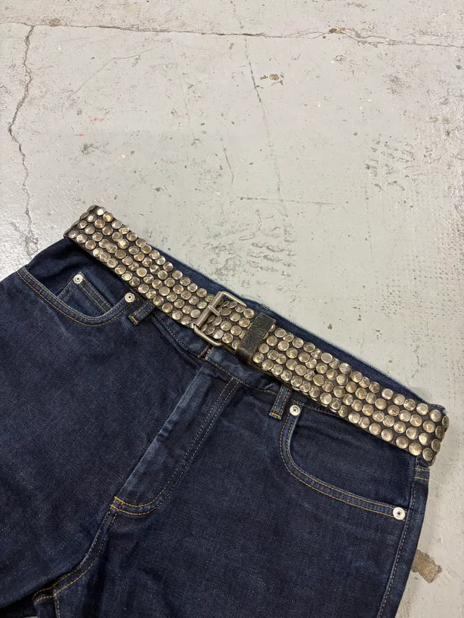 Daniele Alessandrini Black Leather Studded Belt QbhotKF 0