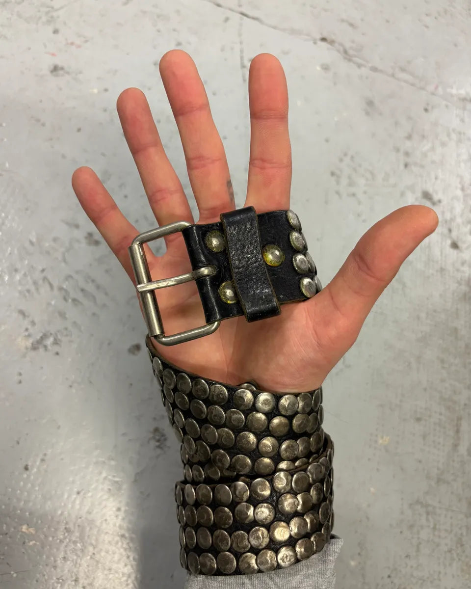 Daniele Alessandrini Black Leather Studded Belt QbhotKF 1