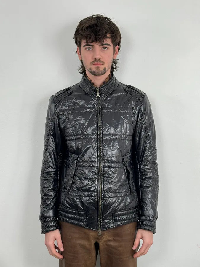 Daniele Alessandrini Black Patent Puffer British Puffer Jacket mzHfBER 1