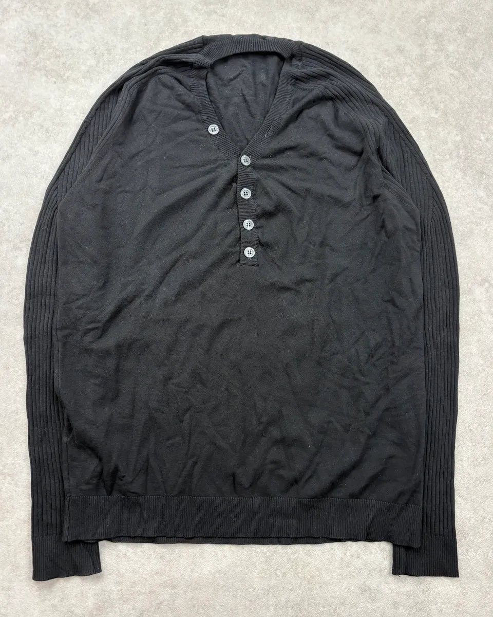 Daniele Alessandrini Black Ribbed Henley Longsleeve RslJMqj 0