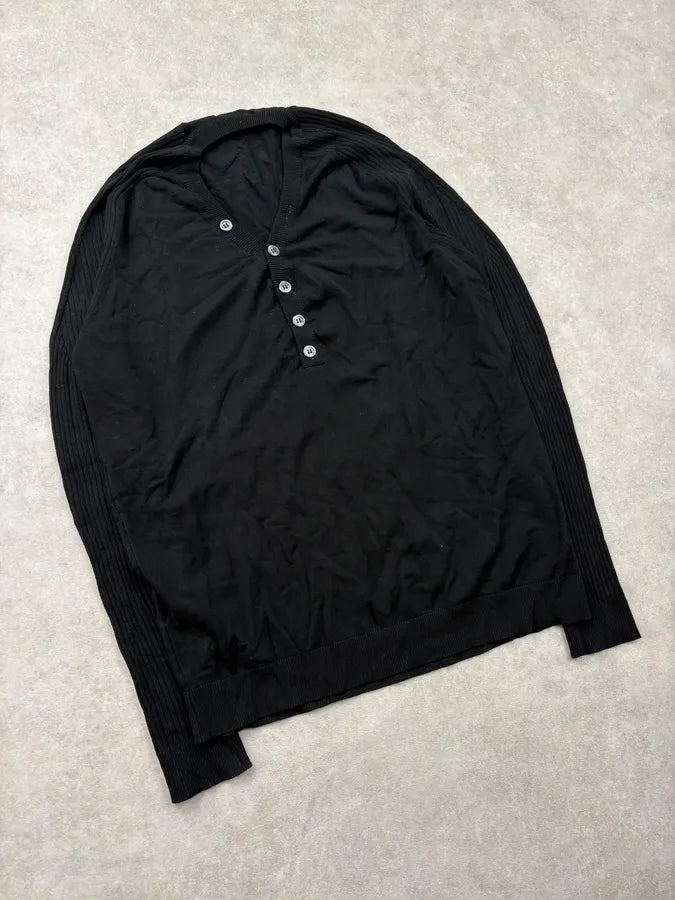 Daniele Alessandrini Black Ribbed Henley Longsleeve RslJMqj 3