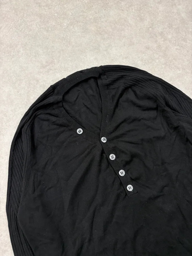 Daniele Alessandrini Black Ribbed Henley Longsleeve RslJMqj 4