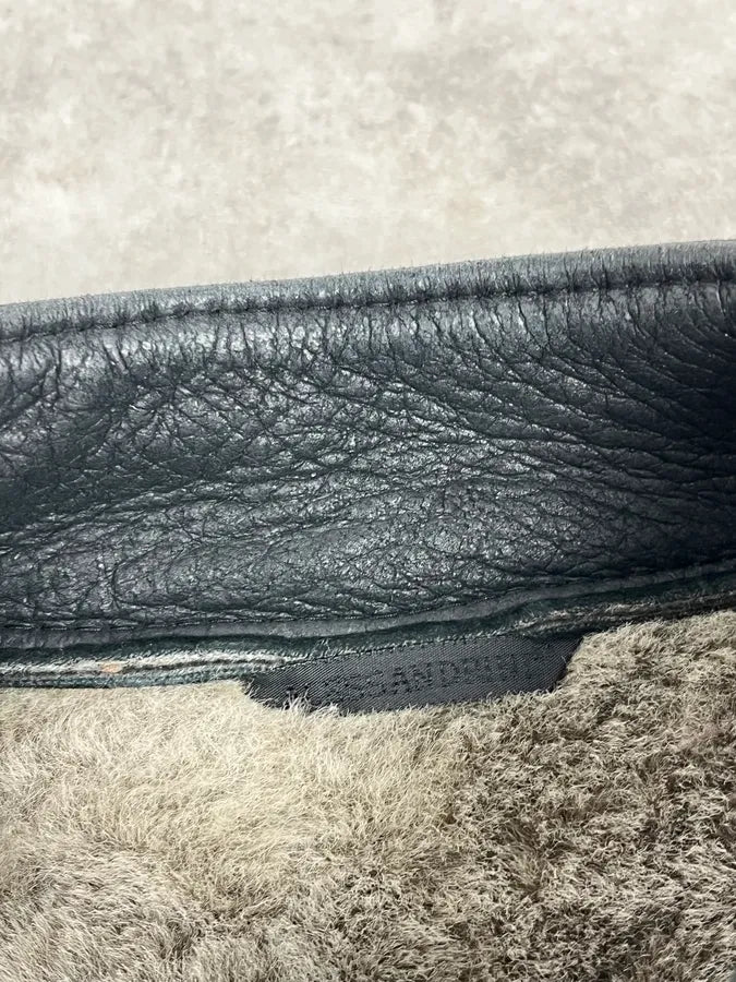 Daniele Alessandrini Black Shearling Lined Suede Leather Jacket BIqIWoq 8