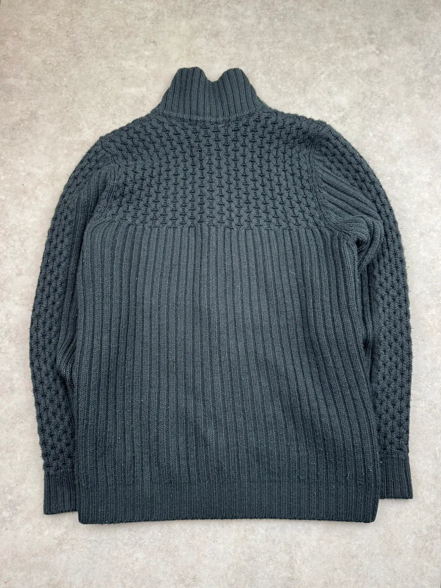Daniele Alessandrini Black Textured Wool Zip Sweater yLhNiMT 4