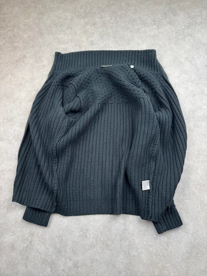 Daniele Alessandrini Black Textured Wool Zip Sweater yLhNiMT 6