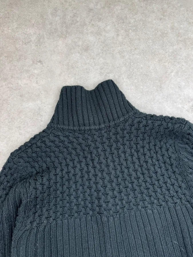 Daniele Alessandrini Black Textured Wool Zip Sweater yLhNiMT 5
