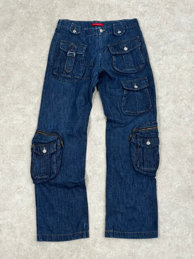 Daniele Alessandrini Blue Multi-Pocket Cargo Jeans HeBABuE 3
