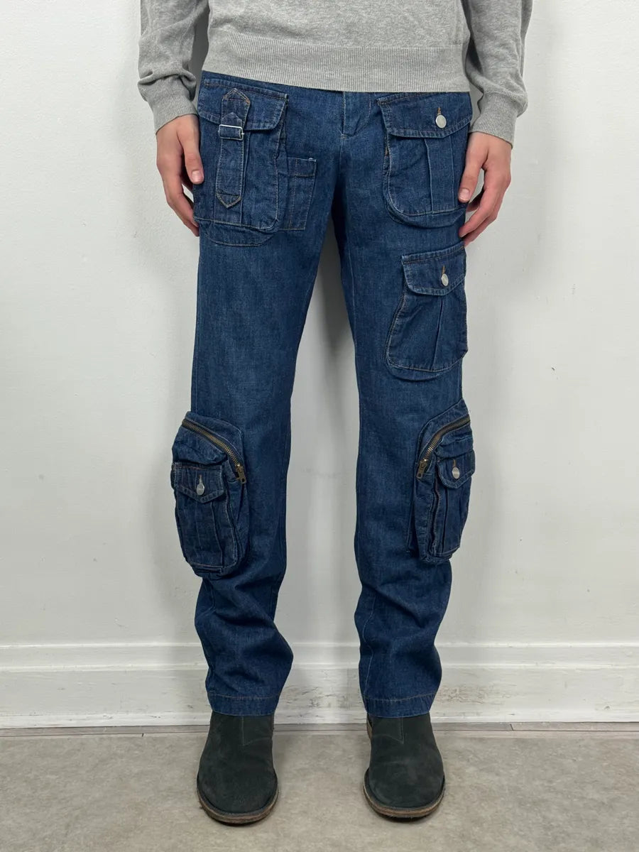 Daniele Alessandrini Blue Multi-Pocket Cargo Jeans HeBABuE 0