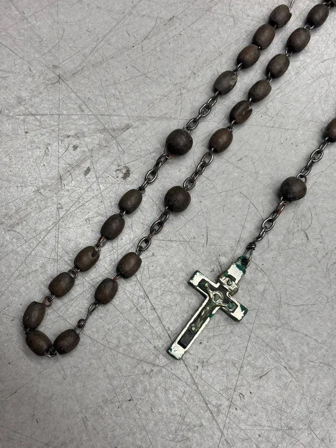 Archive Brown Beaded Cross Rosary Necklace IpfdVNa 6