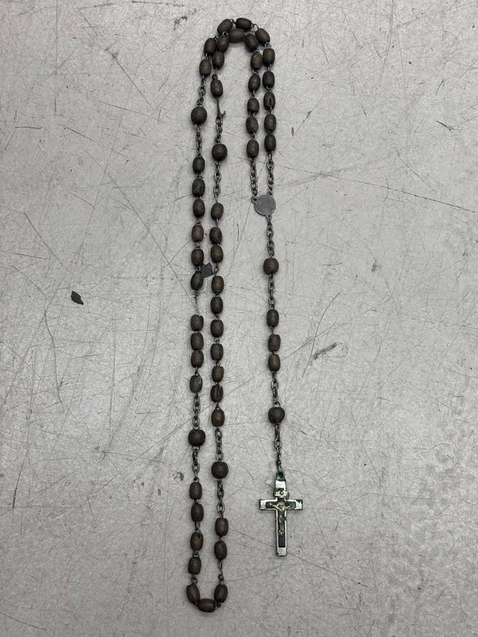 Archive Brown Beaded Cross Rosary Necklace IpfdVNa 2