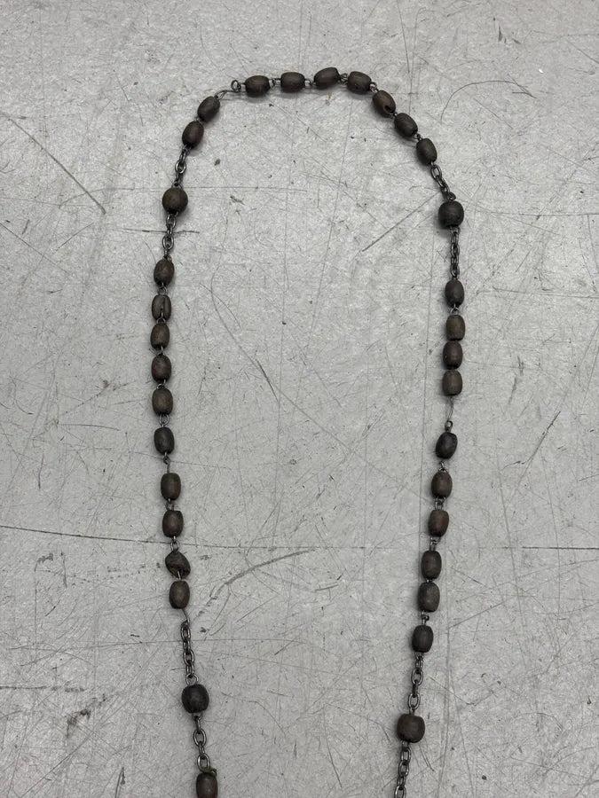 Archive Brown Beaded Cross Rosary Necklace IpfdVNa 4