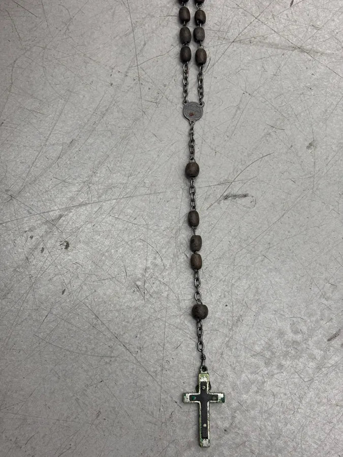 Archive Brown Beaded Cross Rosary Necklace IpfdVNa 8