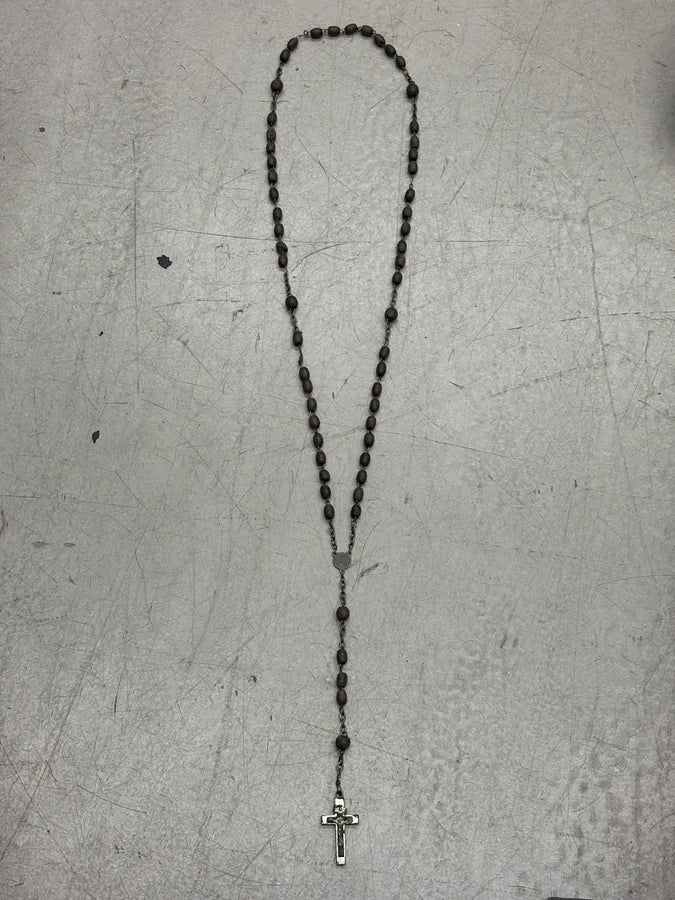 Archive Brown Beaded Cross Rosary Necklace IpfdVNa 0