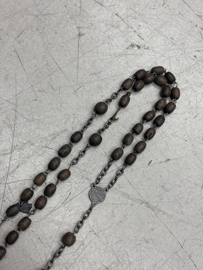 Archive Brown Beaded Cross Rosary Necklace IpfdVNa 7