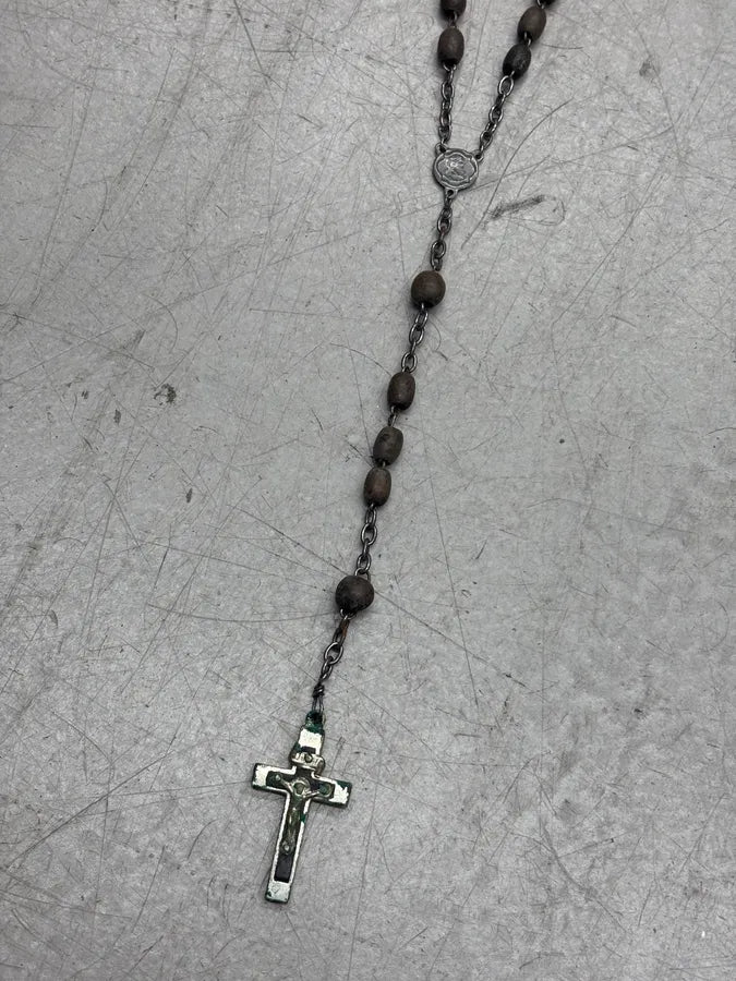 Archive Brown Beaded Cross Rosary Necklace IpfdVNa 3