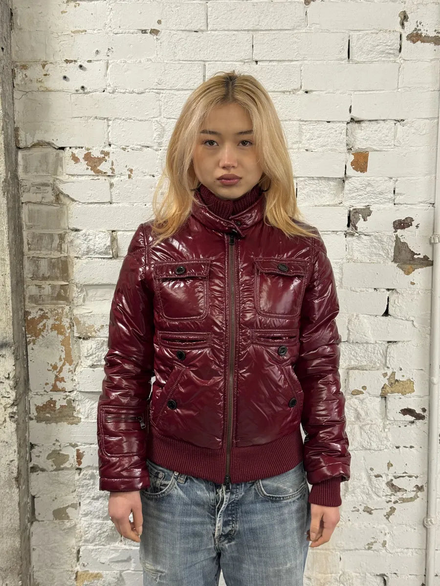 Daniele Alessandrini Bordeaux Red Patent Puffer British Puffer Jacket rwVdmvI 2