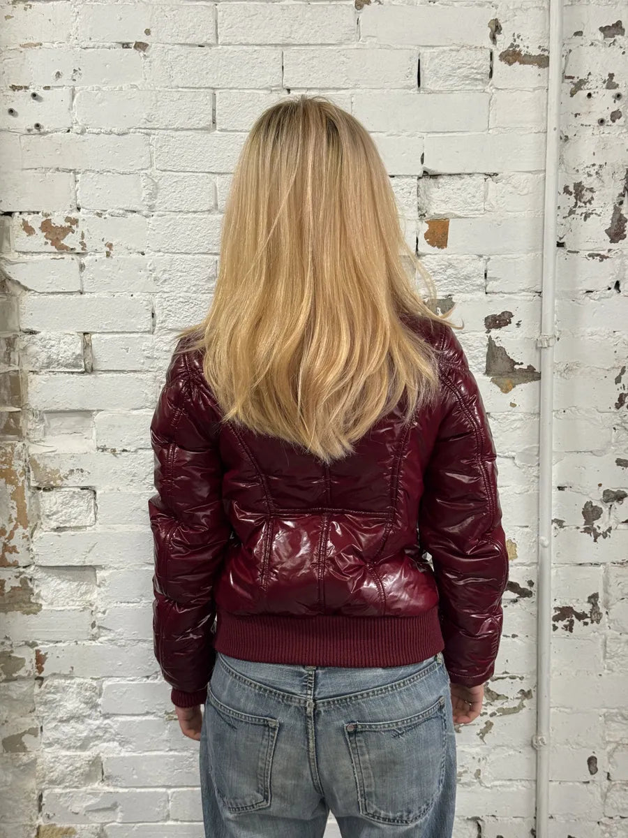 Daniele Alessandrini Bordeaux Red Patent Puffer British Puffer Jacket rwVdmvI 3