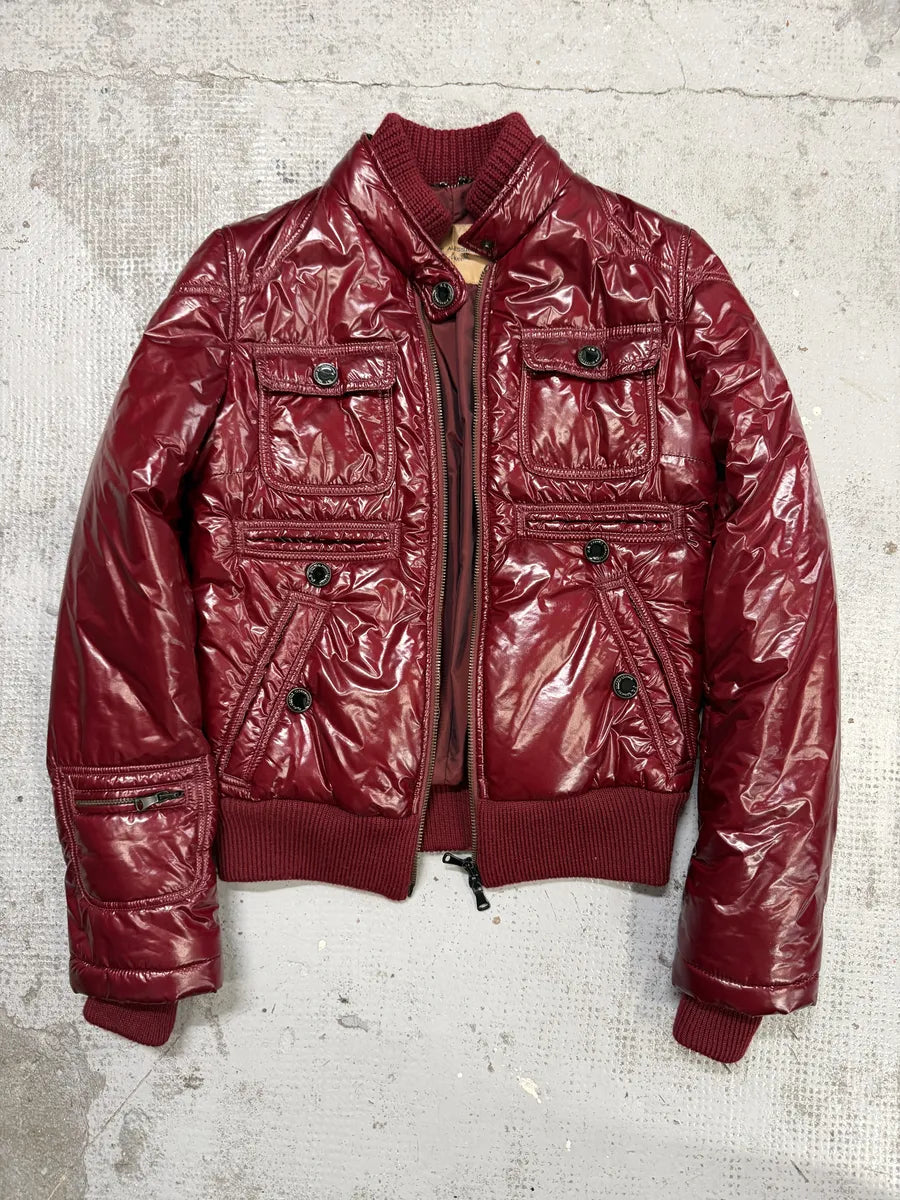 Daniele Alessandrini Bordeaux Red Patent Puffer British Puffer Jacket rwVdmvI 4