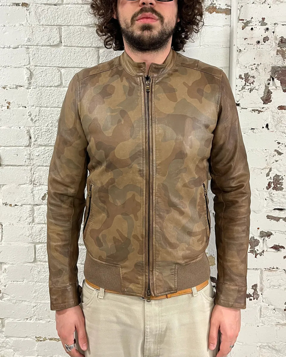Daniele Alessandrini Brown Camo Leather Jacket  KcSLUQE 1