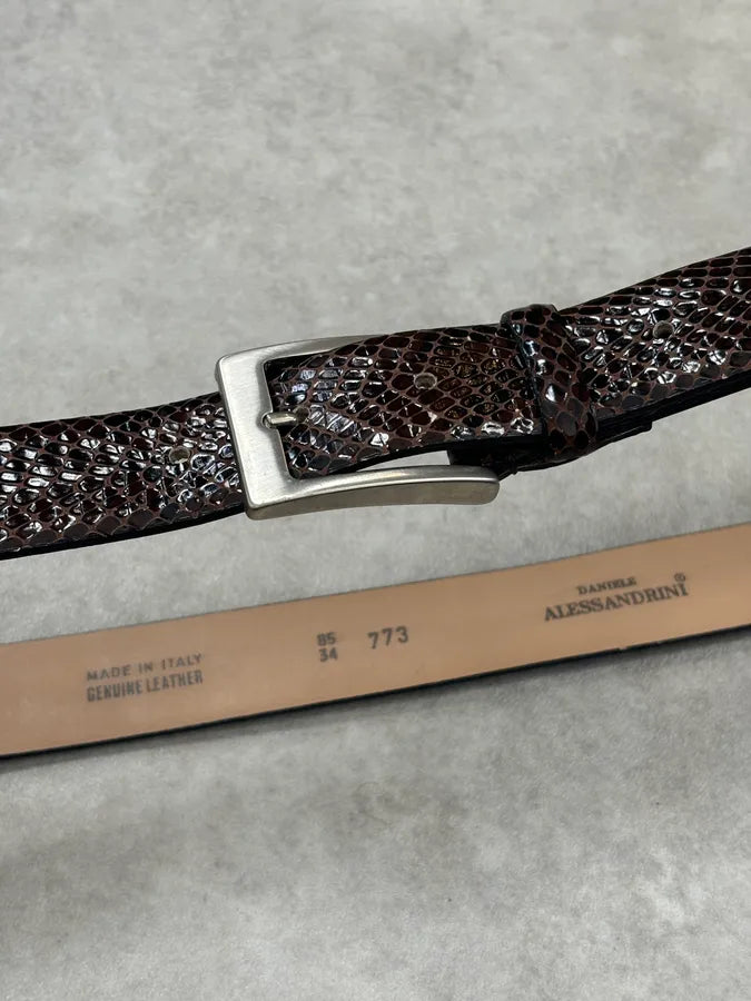 Daniele Alessandrini Brown Leather Belt Crocodile Embossed  SsHvXBU 2