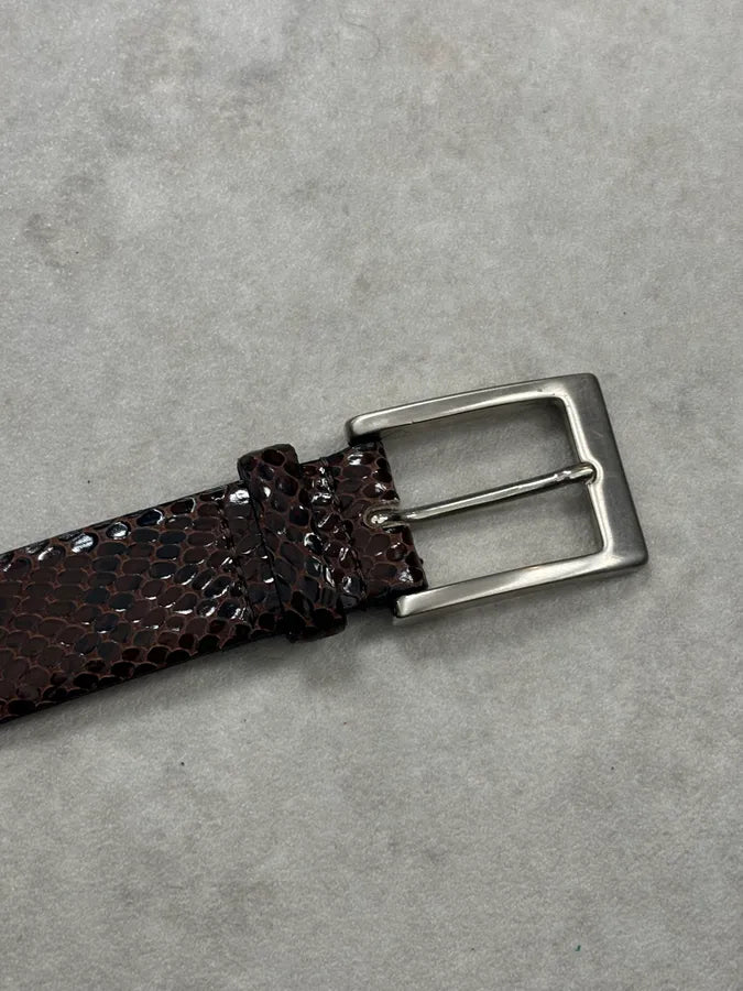 Daniele Alessandrini Brown Leather Belt Crocodile Embossed  SsHvXBU 6