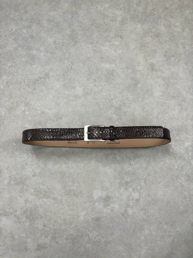 Daniele Alessandrini Brown Leather Belt Crocodile Embossed  SsHvXBU 5
