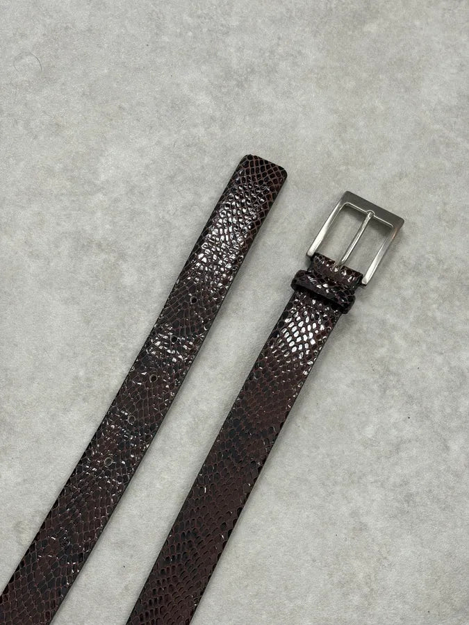 Daniele Alessandrini Brown Leather Belt Crocodile Embossed  SsHvXBU 3