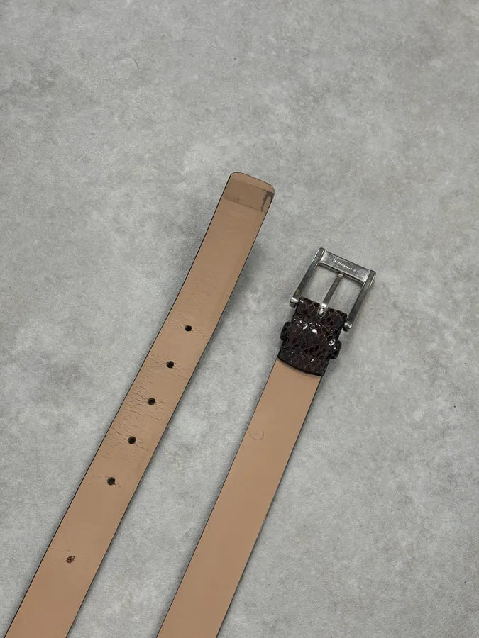 Daniele Alessandrini Brown Leather Belt Crocodile Embossed  SsHvXBU 4