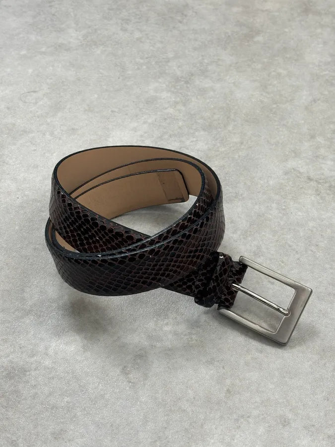 Daniele Alessandrini Brown Leather Belt Crocodile Embossed  SsHvXBU 9
