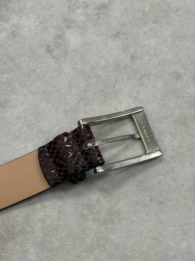 Daniele Alessandrini Brown Leather Belt Crocodile Embossed  SsHvXBU 7