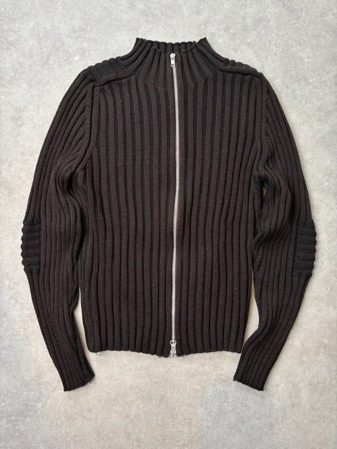 Daniele Alessandrini Brown Minimalist Zip-Up Sweater  EPwuUdS 0