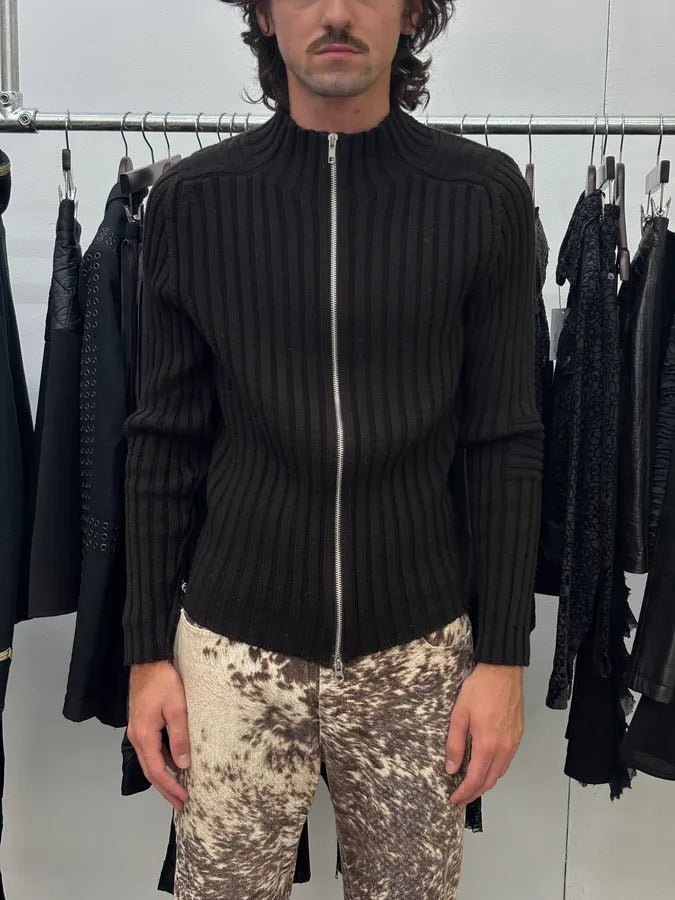 Daniele Alessandrini Brown Minimalist Zip-Up Sweater  EPwuUdS 1
