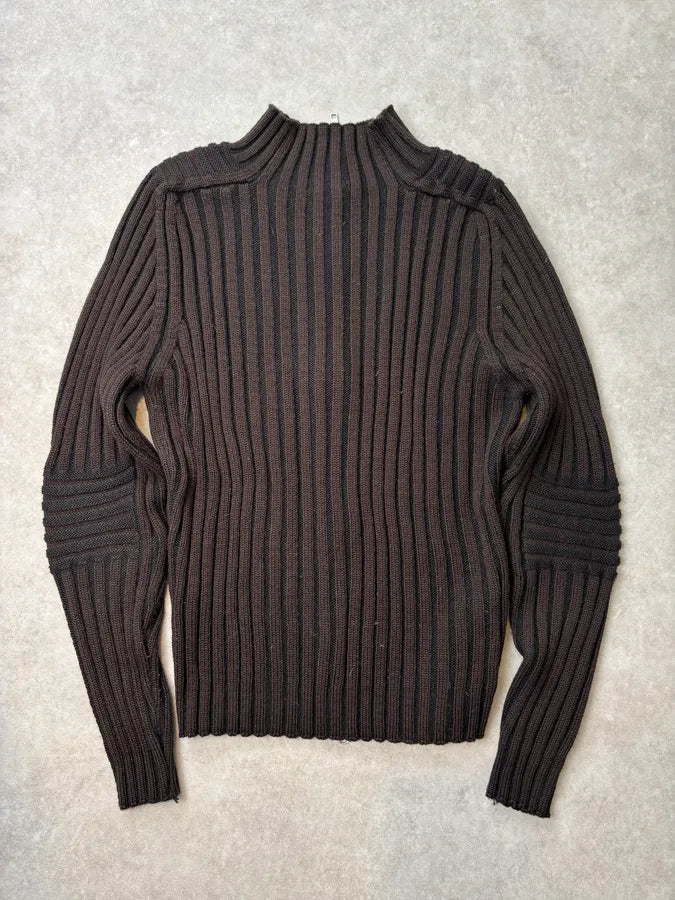 Daniele Alessandrini Brown Minimalist Zip-Up Sweater  EPwuUdS 4