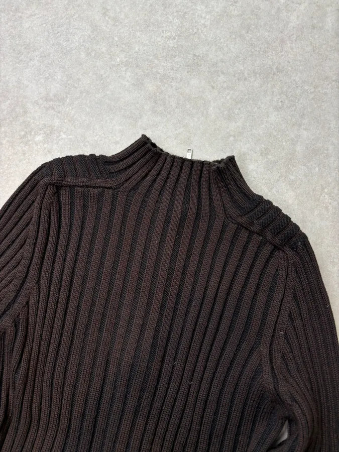 Daniele Alessandrini Brown Minimalist Zip-Up Sweater  EPwuUdS 5