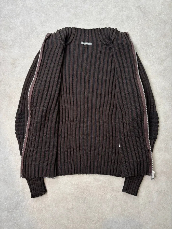 Daniele Alessandrini Brown Minimalist Zip-Up Sweater  EPwuUdS 6