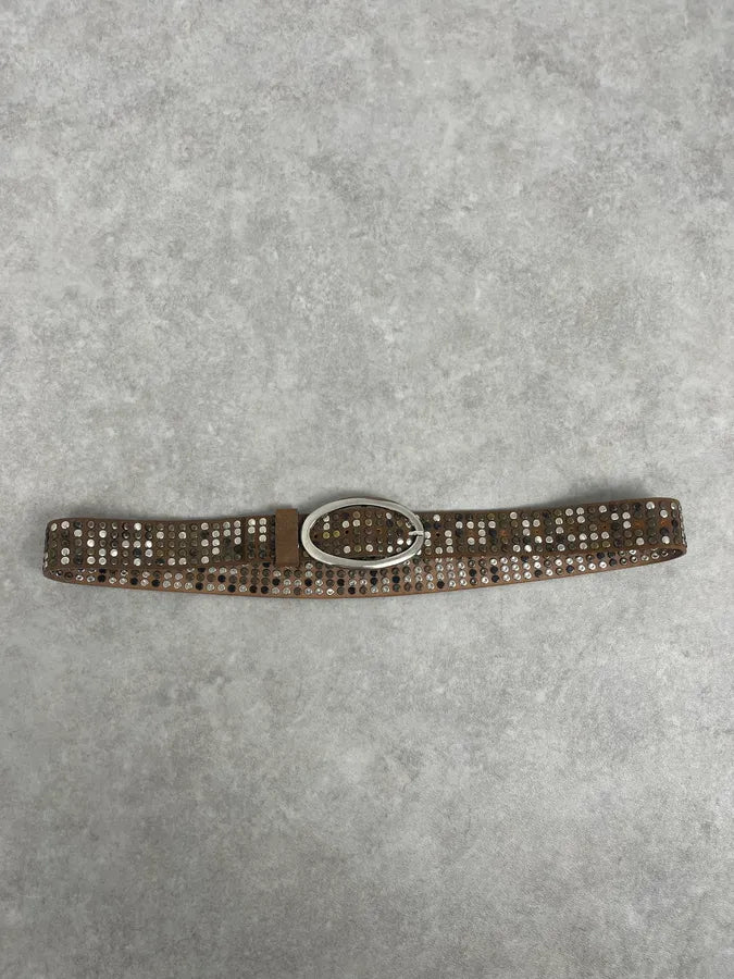 Daniele Alessandrini Brown Studded Leather Belt qzhgudO 2