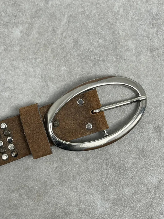 Daniele Alessandrini Brown Studded Leather Belt qzhgudO 5