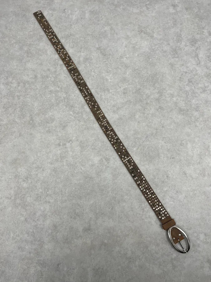 Daniele Alessandrini Brown Studded Leather Belt qzhgudO 7
