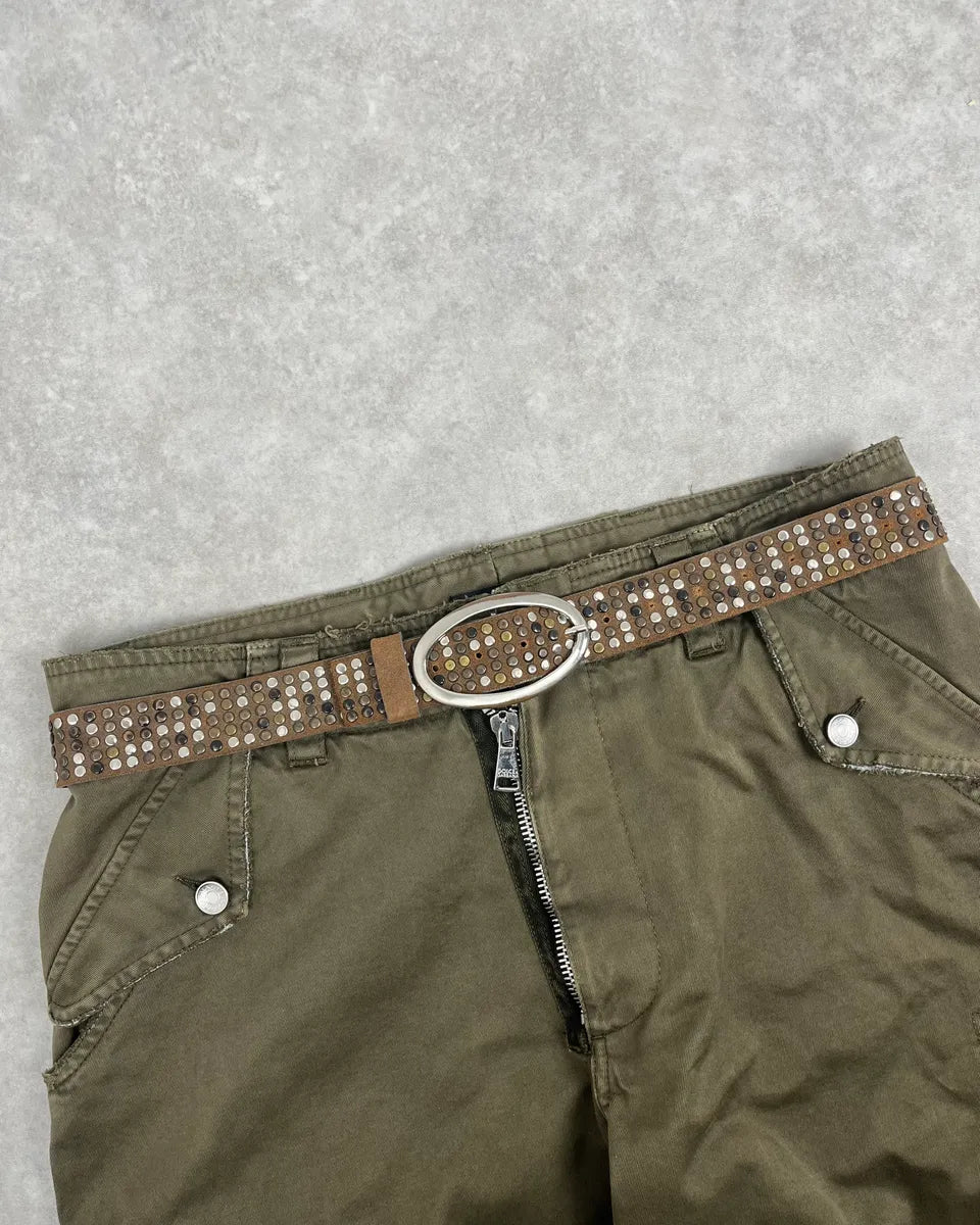 Daniele Alessandrini Brown Studded Leather Belt qzhgudO 0