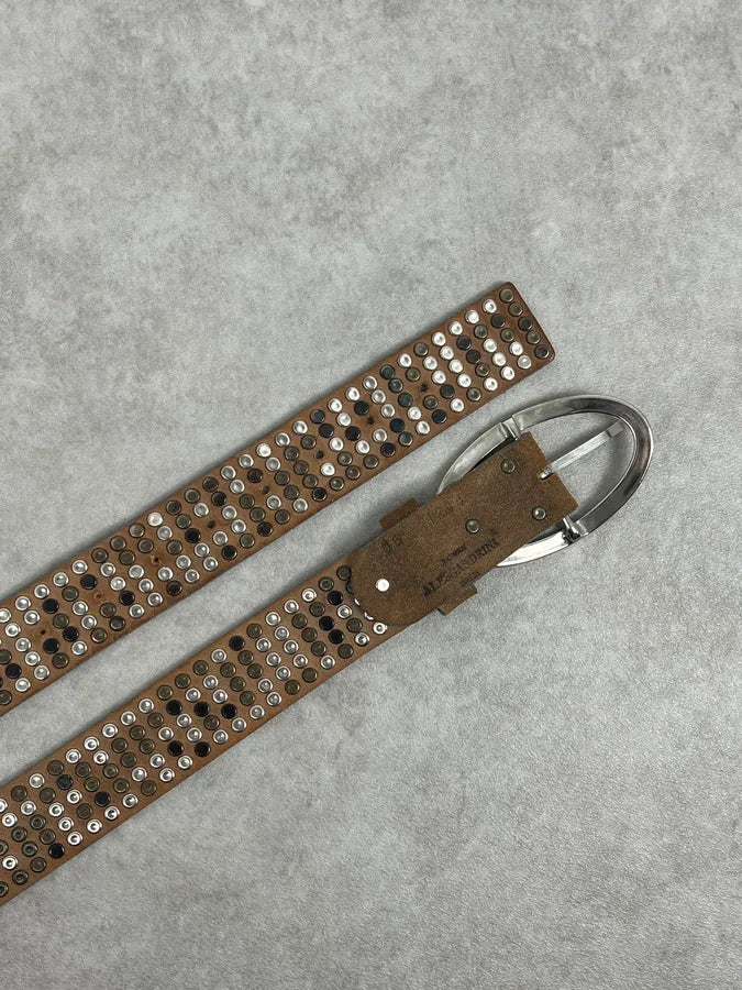 Daniele Alessandrini Brown Studded Leather Belt qzhgudO 4