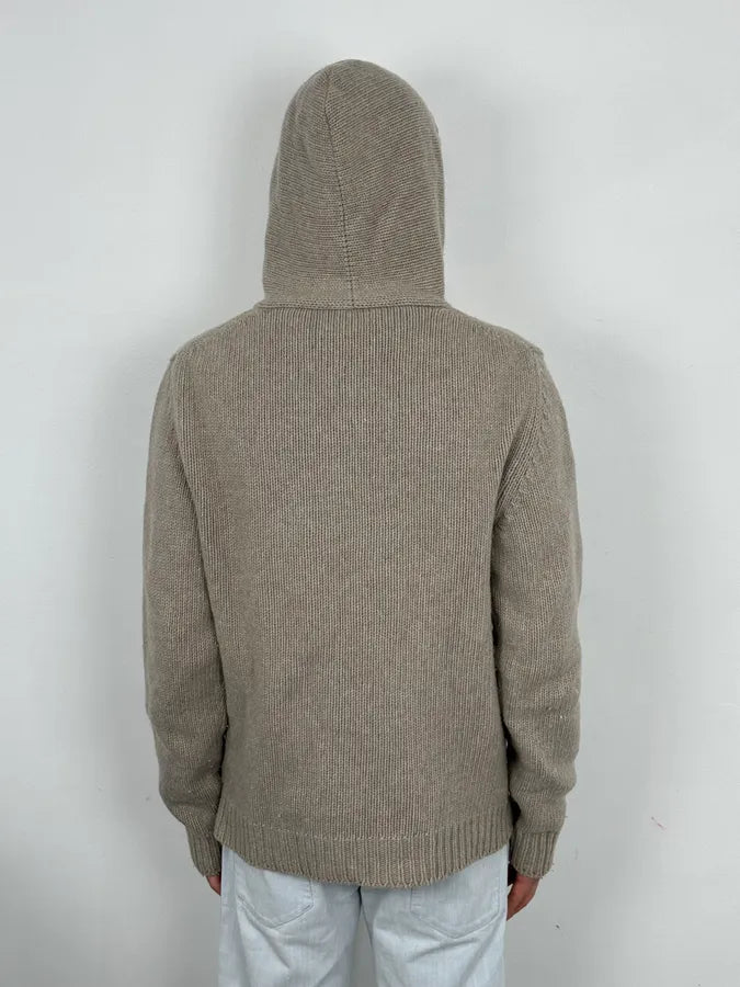 Daniele Alessandrini Camel Beige Wool Hooded Sweater RtBDFQk 2