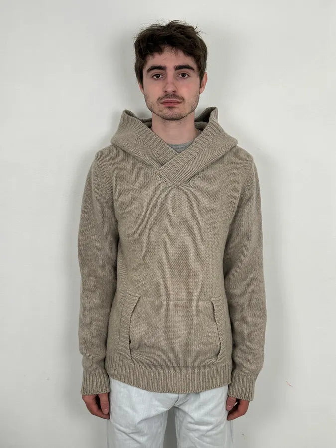 Daniele Alessandrini Camel Beige Wool Hooded Sweater RtBDFQk 1