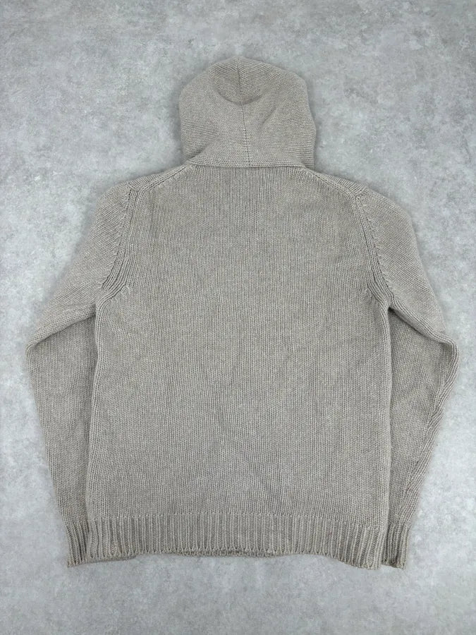 Daniele Alessandrini Camel Beige Wool Hooded Sweater RtBDFQk 4