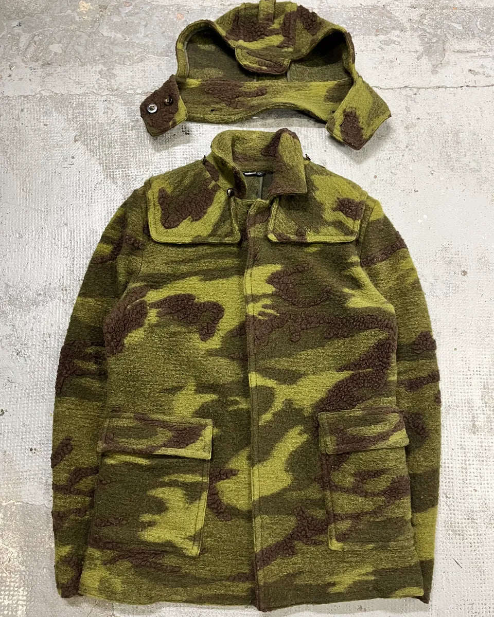 Daniele Alessandrini Camo Green Wool Detachable Hood Military Jacket YROcTen 0
