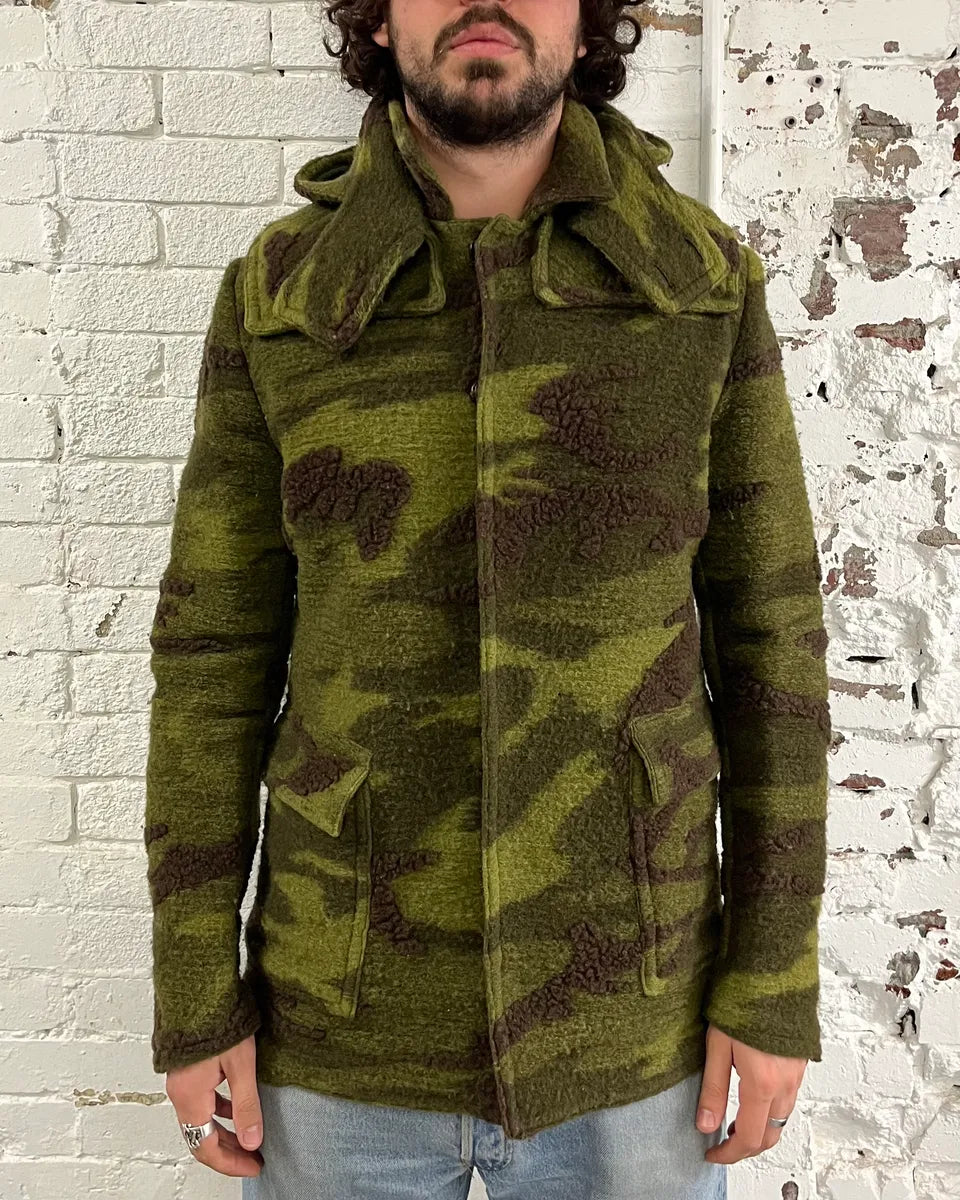 Daniele Alessandrini Camo Green Wool Detachable Hood Military Jacket YROcTen 1