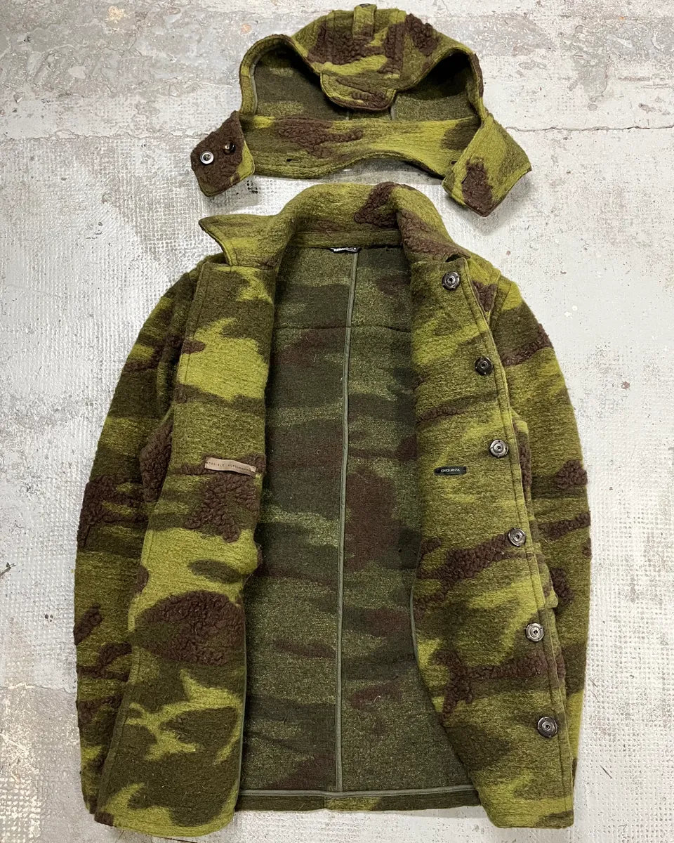 Daniele Alessandrini Camo Green Wool Detachable Hood Military Jacket YROcTen 8