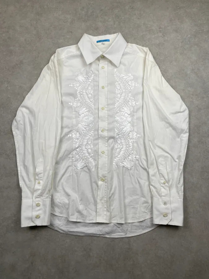 Daniele Alessandrini Creamy White Royal Embroidered Shirt VaCwRdH 2